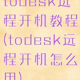 todesk远程开机教程(todesk远程开机怎么用)