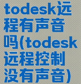 todesk远程有声音吗(todesk远程控制没有声音)