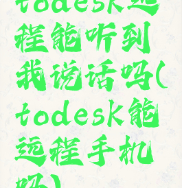 todesk远程能听到我说话吗(todesk能远程手机吗)