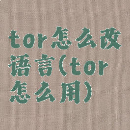 tor怎么改语言(tor怎么用)