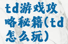 td游戏攻略秘籍(td怎么玩)