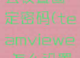 teamviewer15怎么设置固定密码(teamviewer怎么设置一个固定密码)