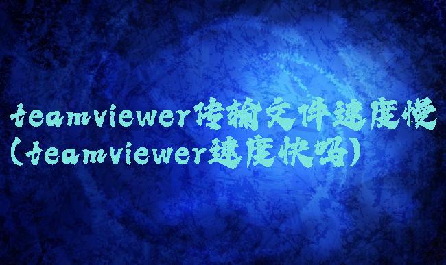 teamviewer传输文件速度慢(teamviewer速度快吗)