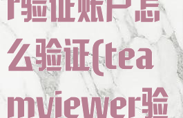 teamviewer验证账户怎么验证(teamviewer验证账户)
