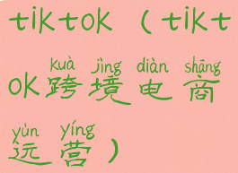 tiktok(tiktok跨境电商运营)