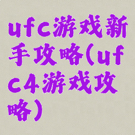 ufc游戏新手攻略(ufc4游戏攻略)