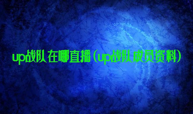 up战队在哪直播(up战队成员资料)