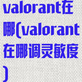 valorant在哪(valorant在哪调灵敏度)