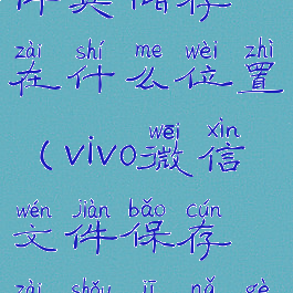 vivo微信文件夹储存在什么位置(vivo微信文件保存在手机哪个文件夹)