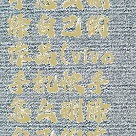 vivo手机快手怎么删除自己的作品(vivo手机快手怎么删除自己的作品视频)