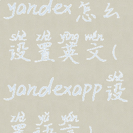 yandex怎么设置英文(yandexapp设置语言)