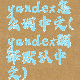 yandex怎么调中文(yandex翻译默认中文)