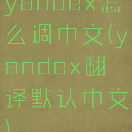 yandex怎么调中文(yandex翻译默认中文)