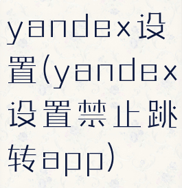 yandex设置(yandex设置禁止跳转app)