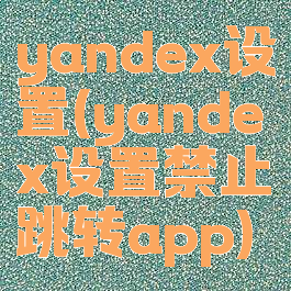 yandex设置(yandex设置禁止跳转app)