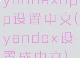yandexapp设置中文(yandex设置成中文)