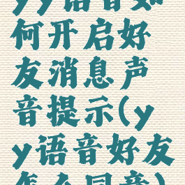 yy语音如何开启好友消息声音提示(yy语音好友怎么同意)