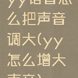 yy语音怎么把声音调大(yy怎么增大声音)