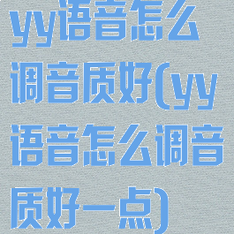 yy语音怎么调音质好(yy语音怎么调音质好一点)